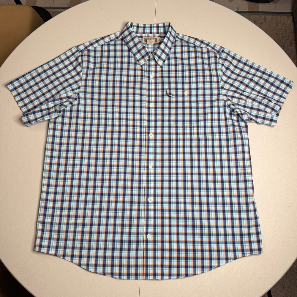 Duluth Trading Co Mens XL Relaxed Fit Plaid Short Sleeve Button Down Shirt